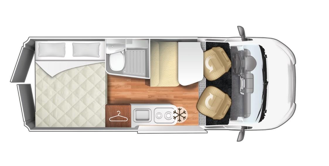 Wohnmobil mit 2 Schlafplätzen Innenansicht